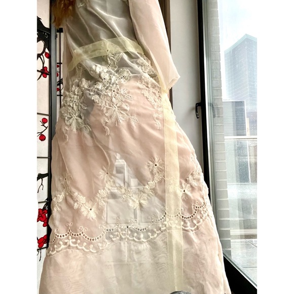 McClintock Sheer Sleeve Floral Embroidery Long Intimates - Picture 6 of 14